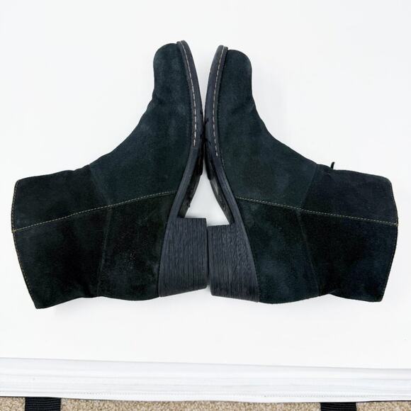 boc Black Suede Ankle Boots with Fringe Women's Size 10 EUC Side Zip - Picture 5 of 10